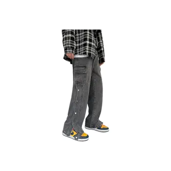 Trendy Loose Buttoned Jeans