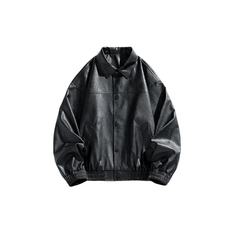 Casual Simple Polyester Leather Jacket-0