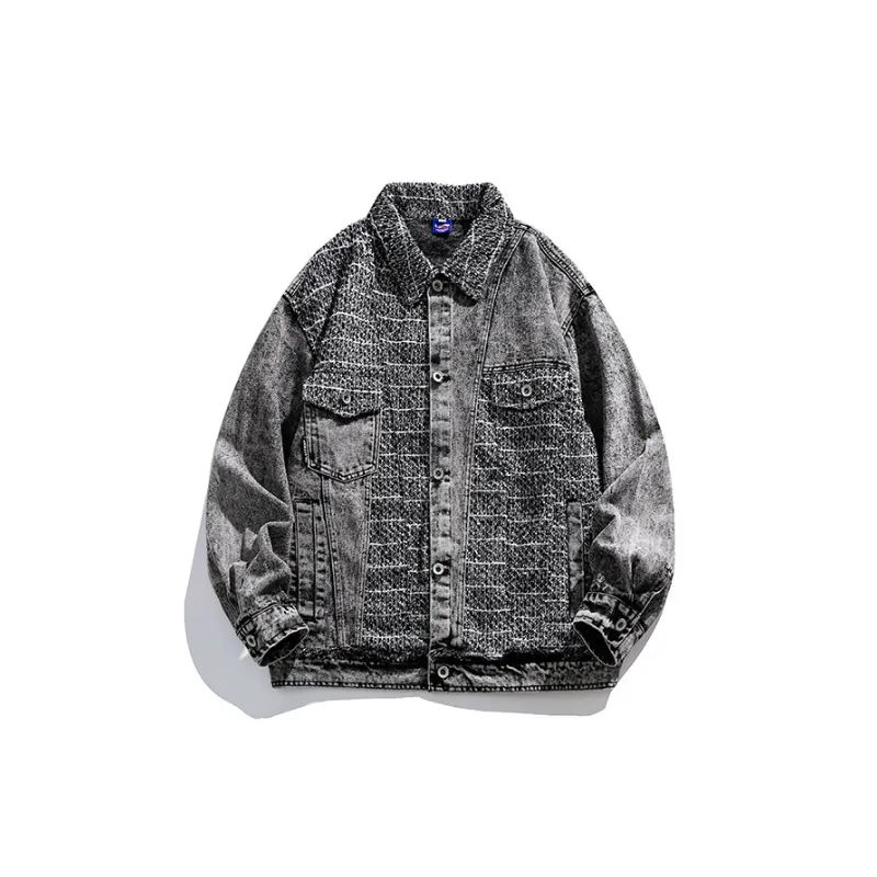 Retro Stitching Denim Jacket-0