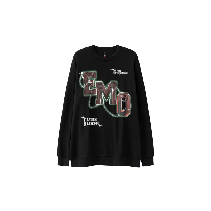 Fashion Letter Printing Long Sleeve Round Neck Sweatshirt-3