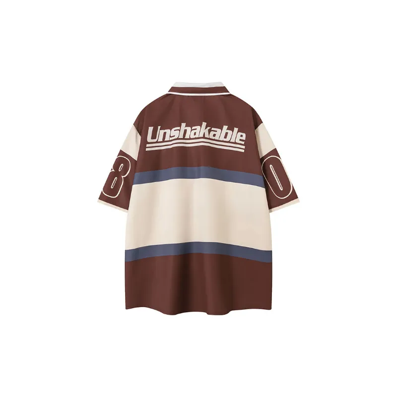 Retro Loose Letter Print Shirt-7