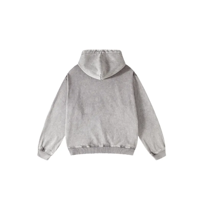 Retro Street Style Washed Printed Hoodie-1