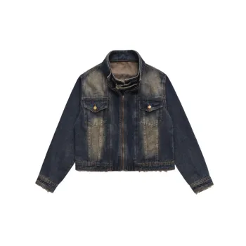 Vintage Design Distressed Denim Loose Jacket