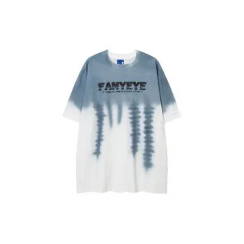 Retro Gradual Tie Dye Crewneck Short sleeved T shirt