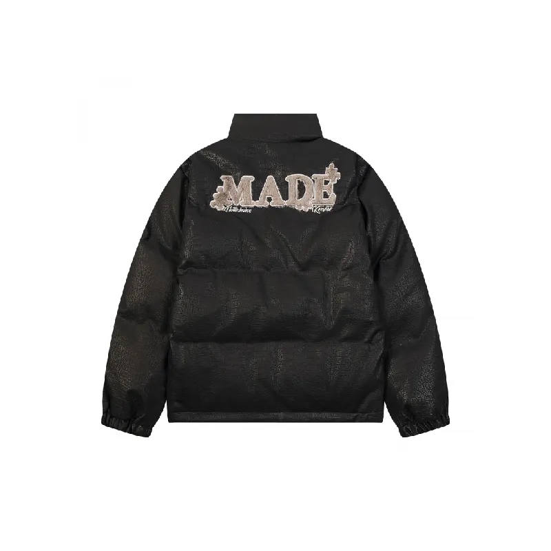 Embroidery Loose Blended Synthetic Fabrics Quilted Jacket-1