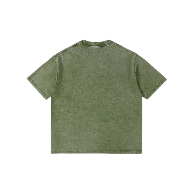 Retro Washed Cotton Blended Fabric T Shirt-5