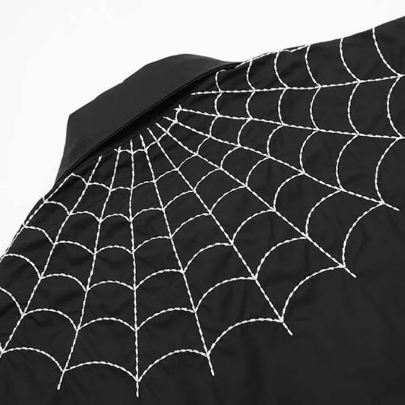 Loose Casual Cotton Blended Fabric Spider Shirt-2