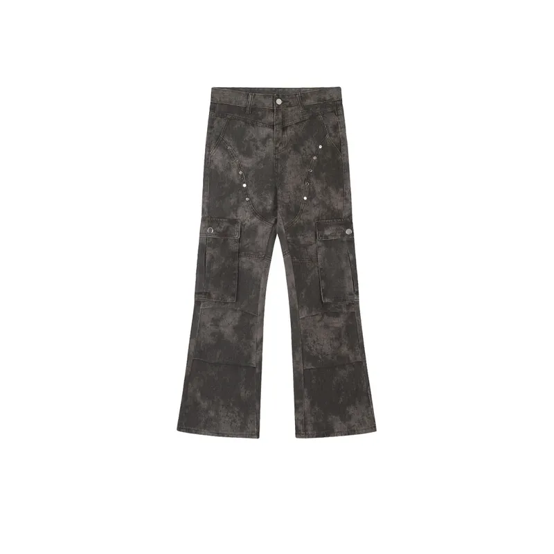 Tie Dyed Split Stitching Trousers-5
