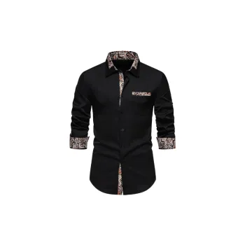 Fashionable Contrast Color Cotton Blended Fabric Shirt