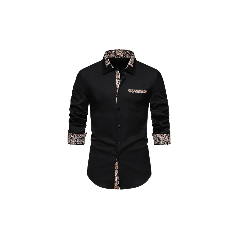 Fashionable Contrast Color Cotton Blended Fabric Shirt-8