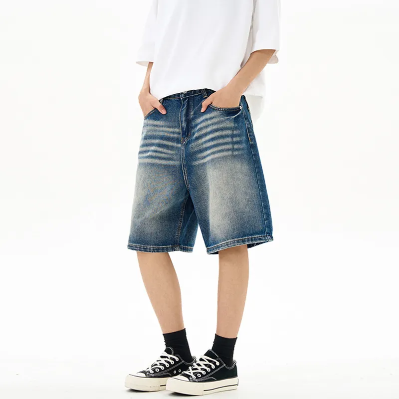 Retro Washed Denim Shorts-2