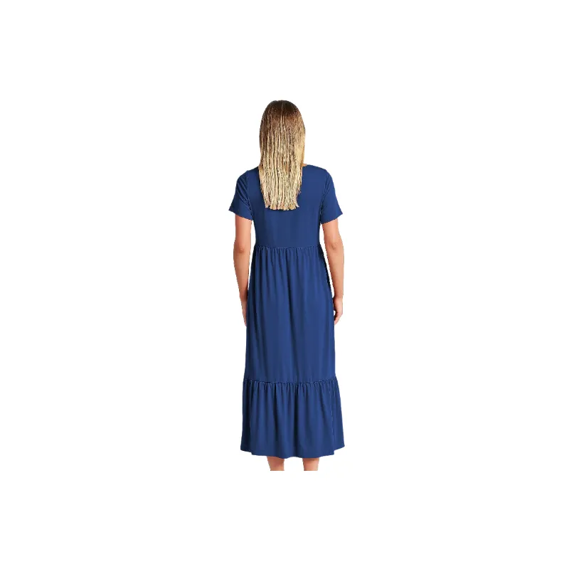 Casual Plain Cotton Dress Women-7