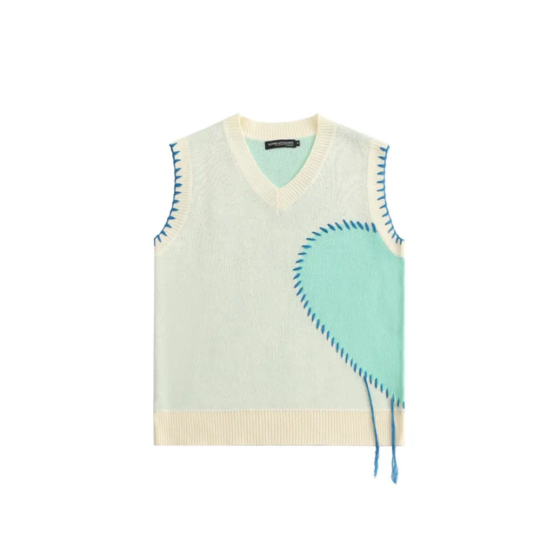 Retro Contrast Color Couple Vest-2