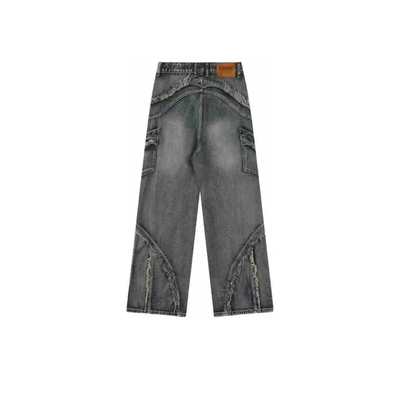 Raw Edge Stitching Jeans-1
