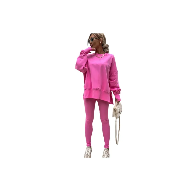 Casual Loose Cotton Blended Fabric Sweatshirt Set Women-2