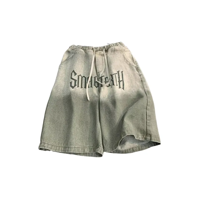 Brown Retro Gradient Drawstring Jeans-2