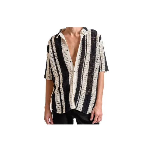 Retro Casual Striped Knitted Half Sleeved Shirt