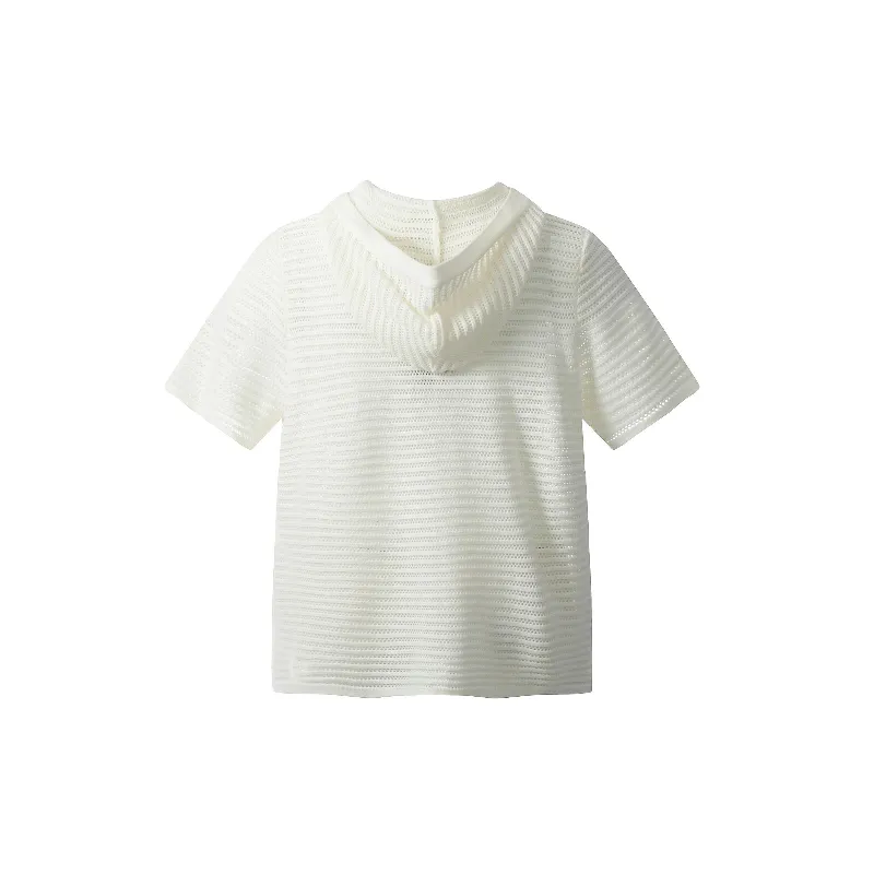 Fashionable Hollow Out Blended Synthetic Fabrics Polo-5