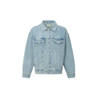 Casual Loose Short Light Blue Basic Washed Denim Jacket