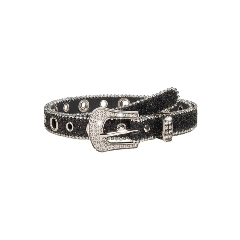 Fashionable Rhinestone Leather Belt-3