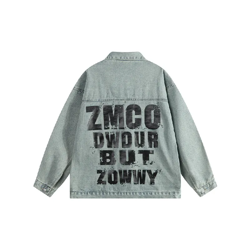 Trendy Print Denim Jacket-1