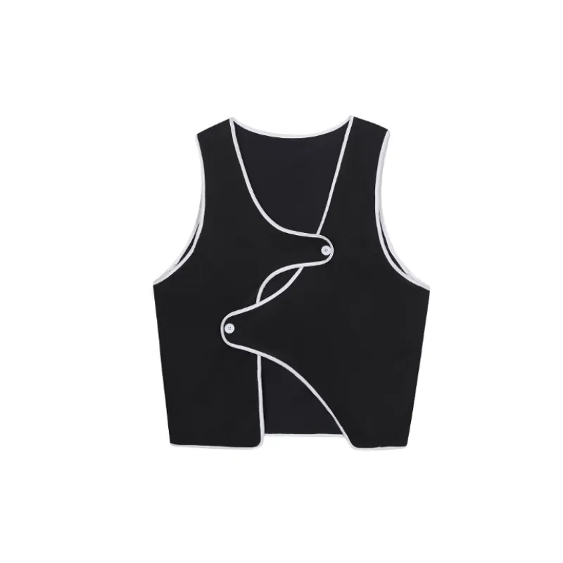 Trendy Contrast Color  Black Vest