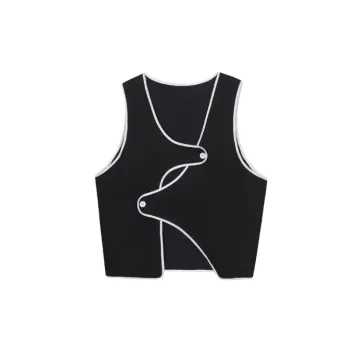 Trendy Contrast Color  Black Vest