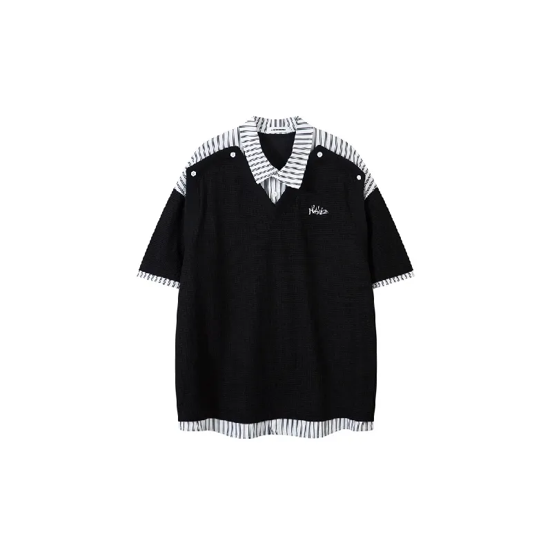 Retro Striped Polyester T Shirt Unisex-0