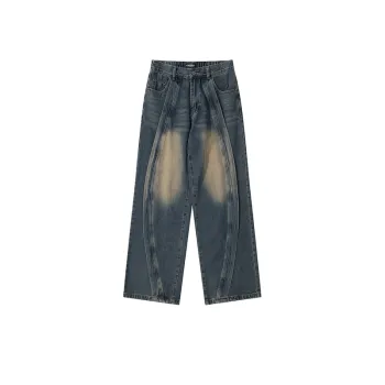 Vintage Loose Straight Stitching Jeans