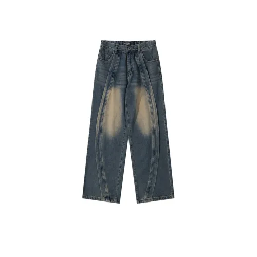 Vintage Loose Straight Stitching Jeans