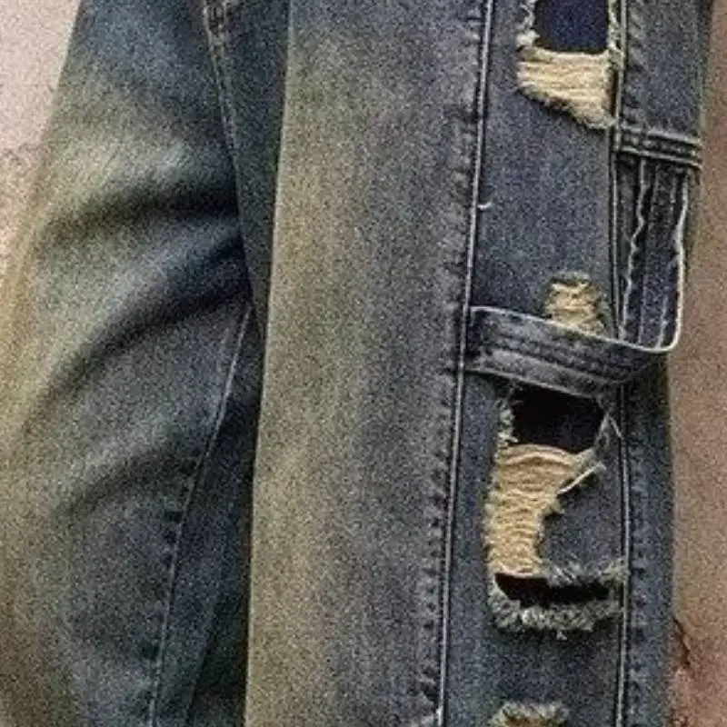 Retro Ripped Straight Leg Jeans-5