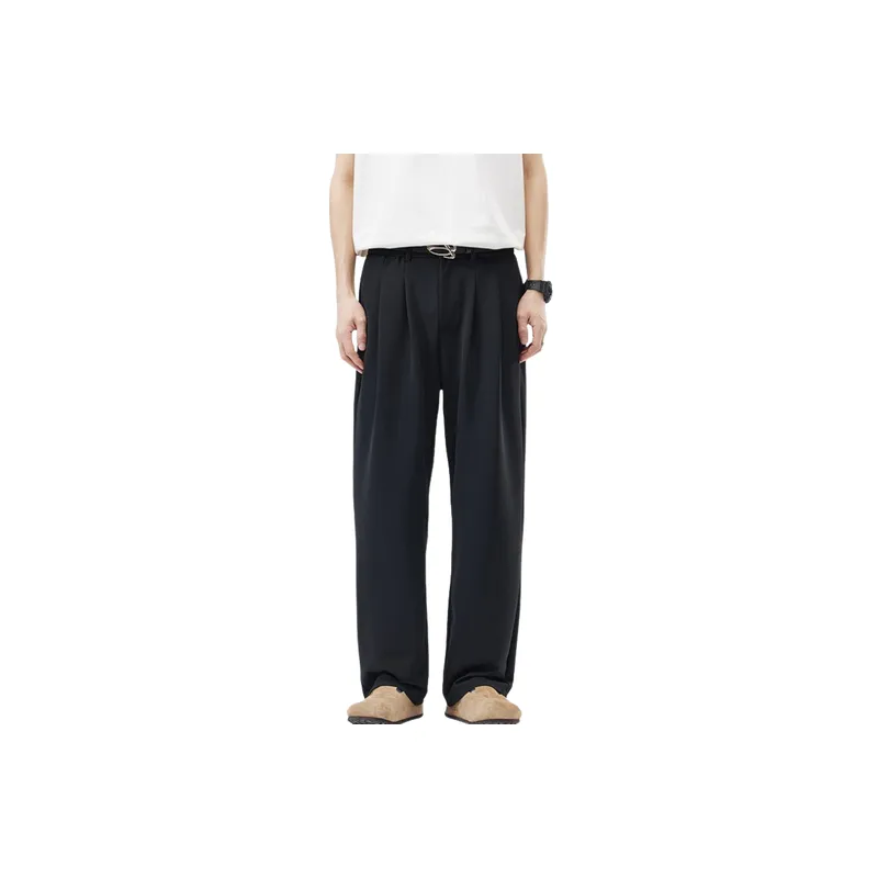 Casual Straight Leg Blended Synthetic Fabrics Suit Trousers-1