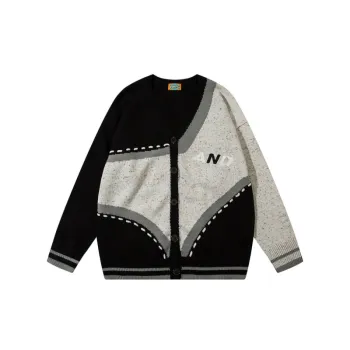 Retro Cardigan Loose All match V neck Long Sleeve Knitted Sweater