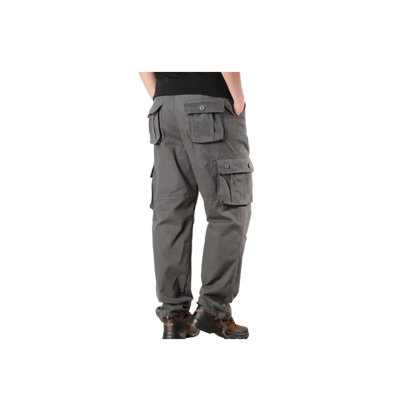Casual Plain Cotton Cargo Pants Unisex-8