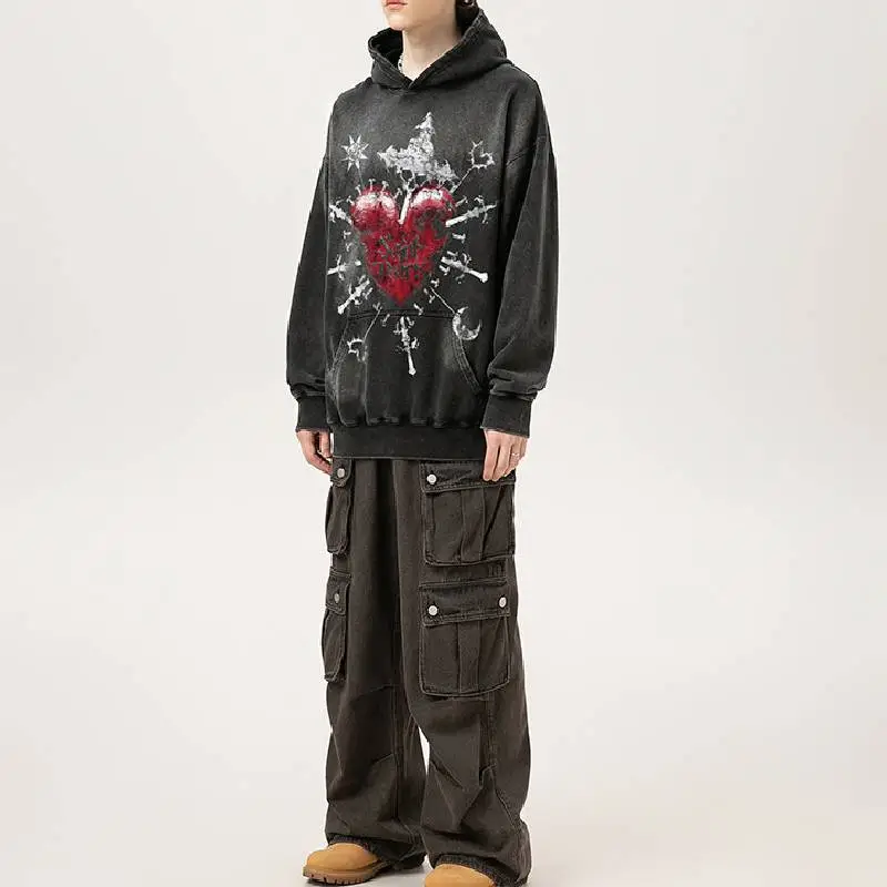 Retro Fashionable Washed Sweatshirt-3