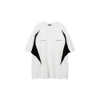 Contrast Color Loose Polyester T Shirt