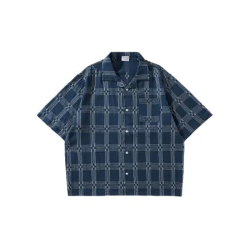 Fashionable Plaid Denim Shirt