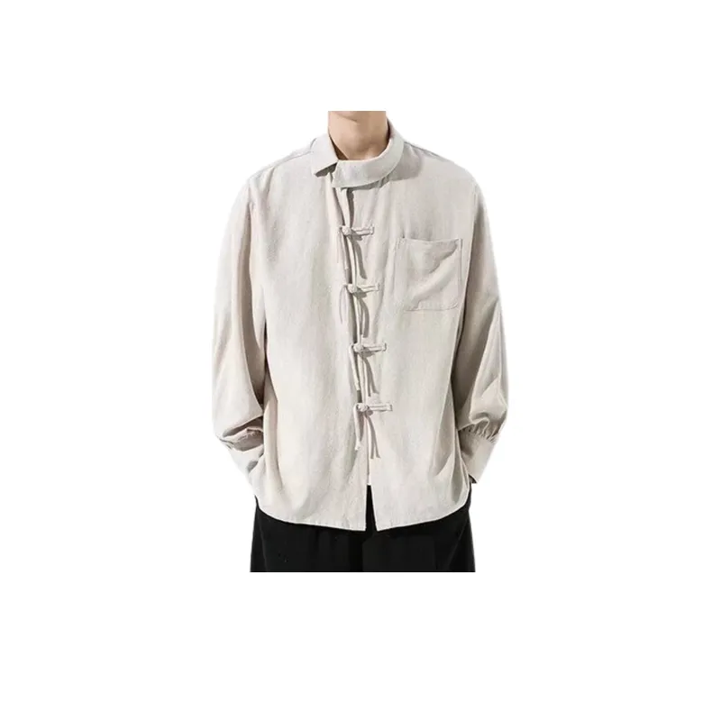 Loose Retro Trend Cotton And Linen Long Sleeved Shirt