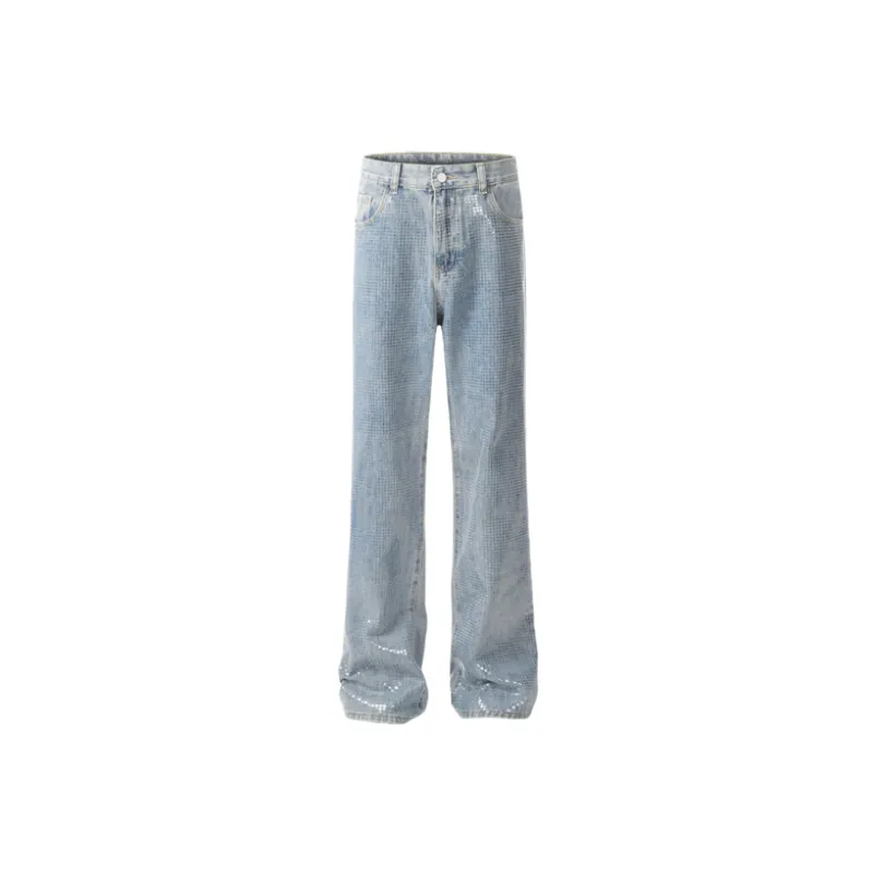 Trendy Sequined Retro Washed Jeans-4