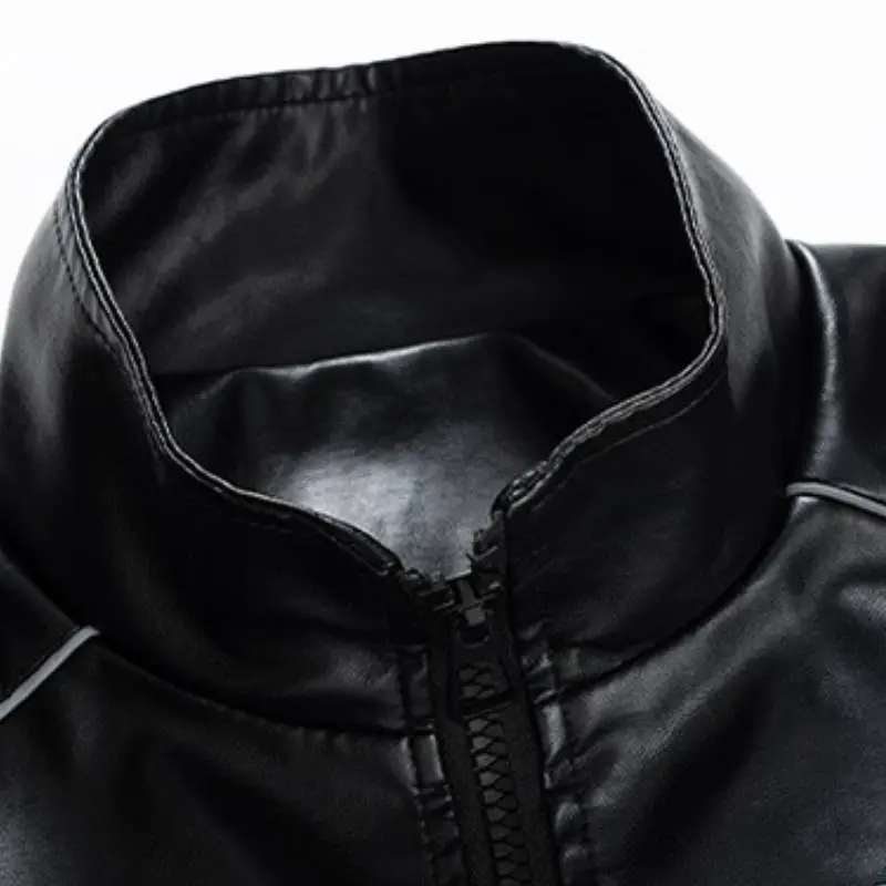 Loose Fashion Artificial Leather Jacket-7