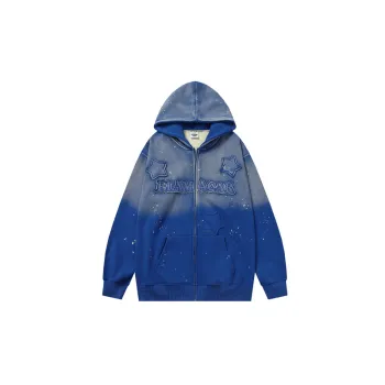 Street Retro Washed Sling Dye Splash Ink Tape Embroidered Hoodie