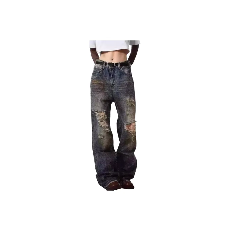 Fashionable Washed Straight Leg Jeans-0