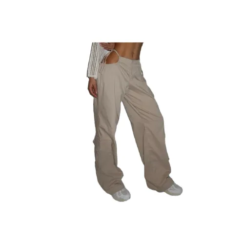 Casual Plain Woven Cargo Pants Women