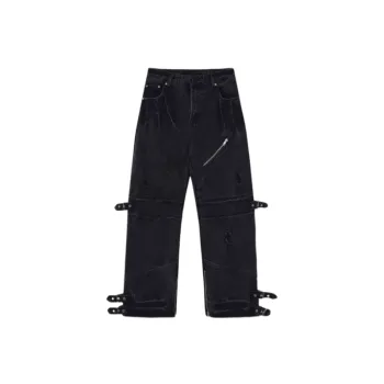 Hip hop Retro Wash Old Punk Denim Pants Loose Straight Pants