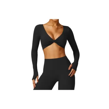 Casual Long Sleeve Nylon Spandex Brushed Fabric Fitness Clothing Women