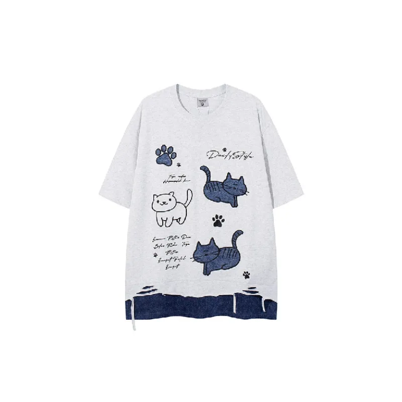 Retro Cute Cotton Blended Fabric T Shirt-0