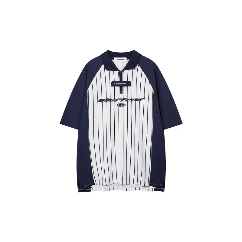 Trendy Loose Striped Polo Shirt-4