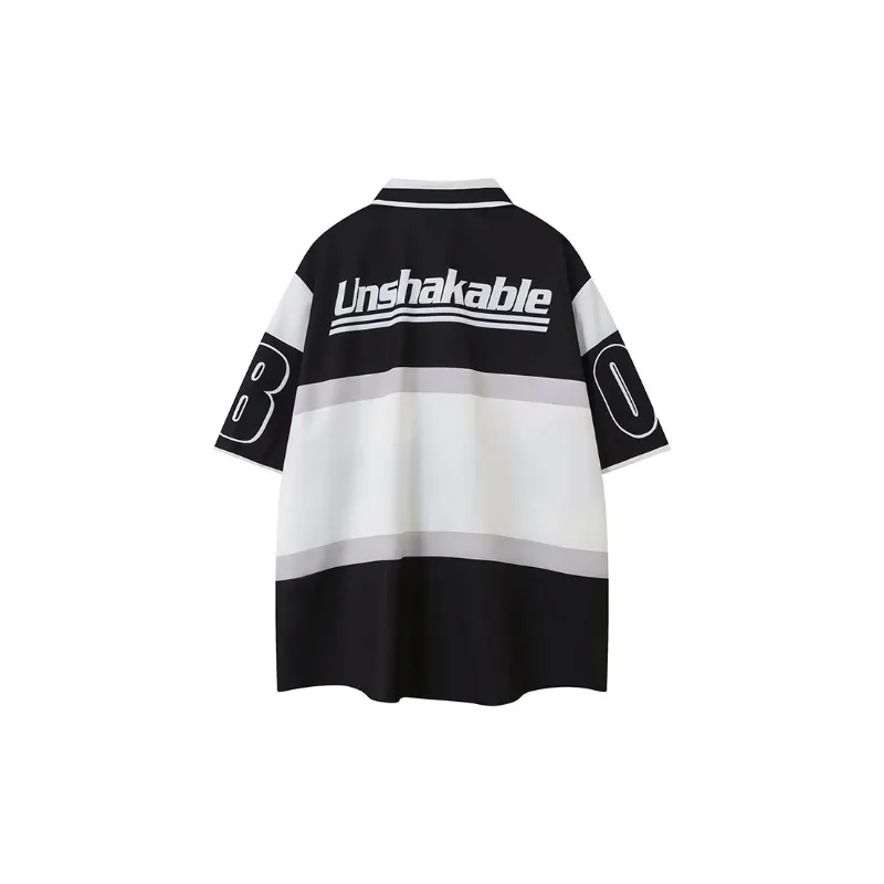 Retro Loose Letter Print Shirt-1