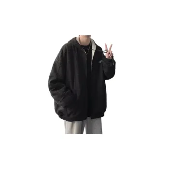 Lamb Wool Thickened Fashionable Loose Hooded Cotton Coat