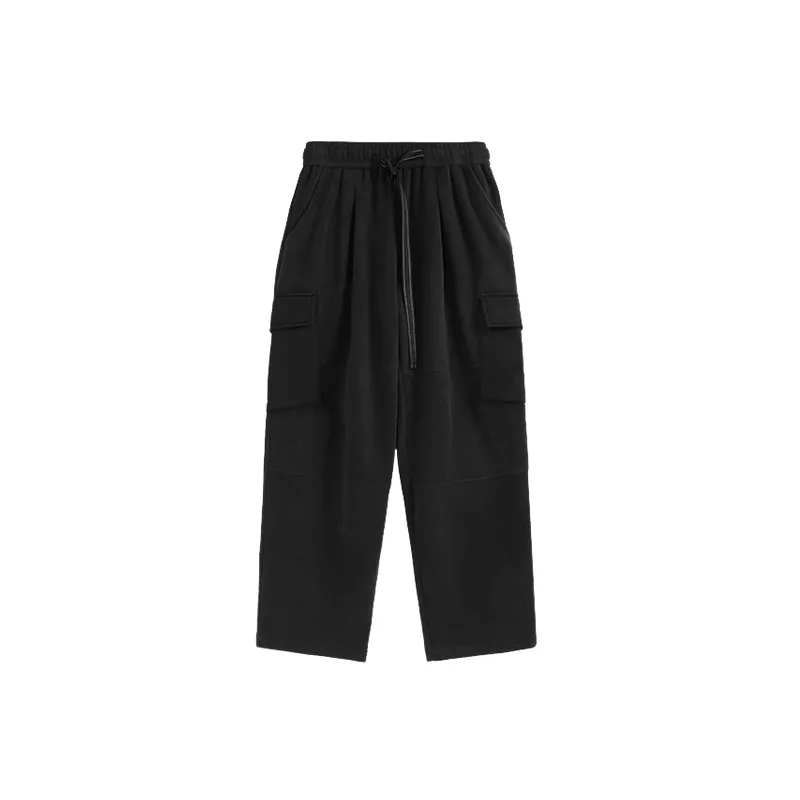 Loose Straight Leg Polyester Casual Pants-0